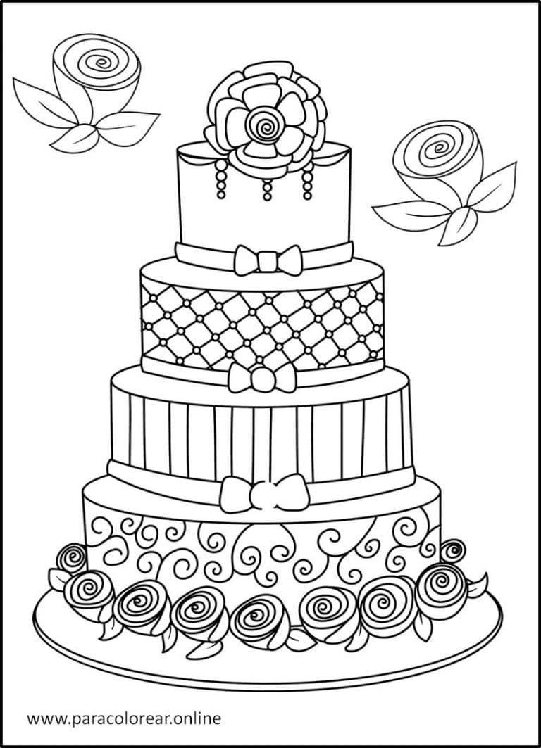 Pastel de boda para colorear