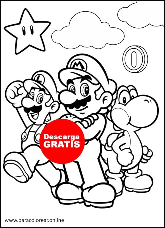 dibujos de mario bros y sus amigos para colorear