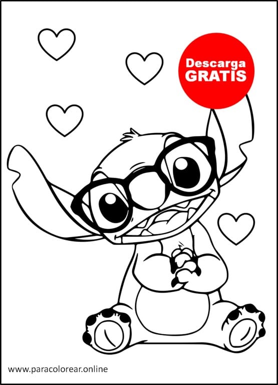 dibujos bonitos stitch para colorear enamorado