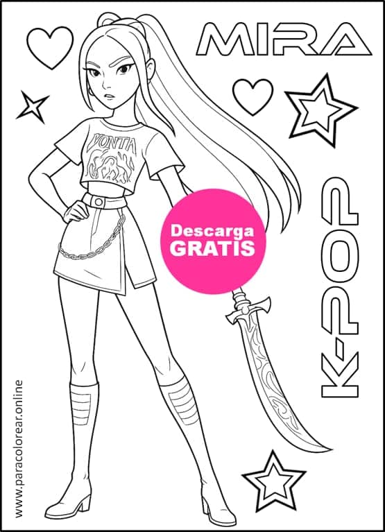 guerreras kpop para colorear mira